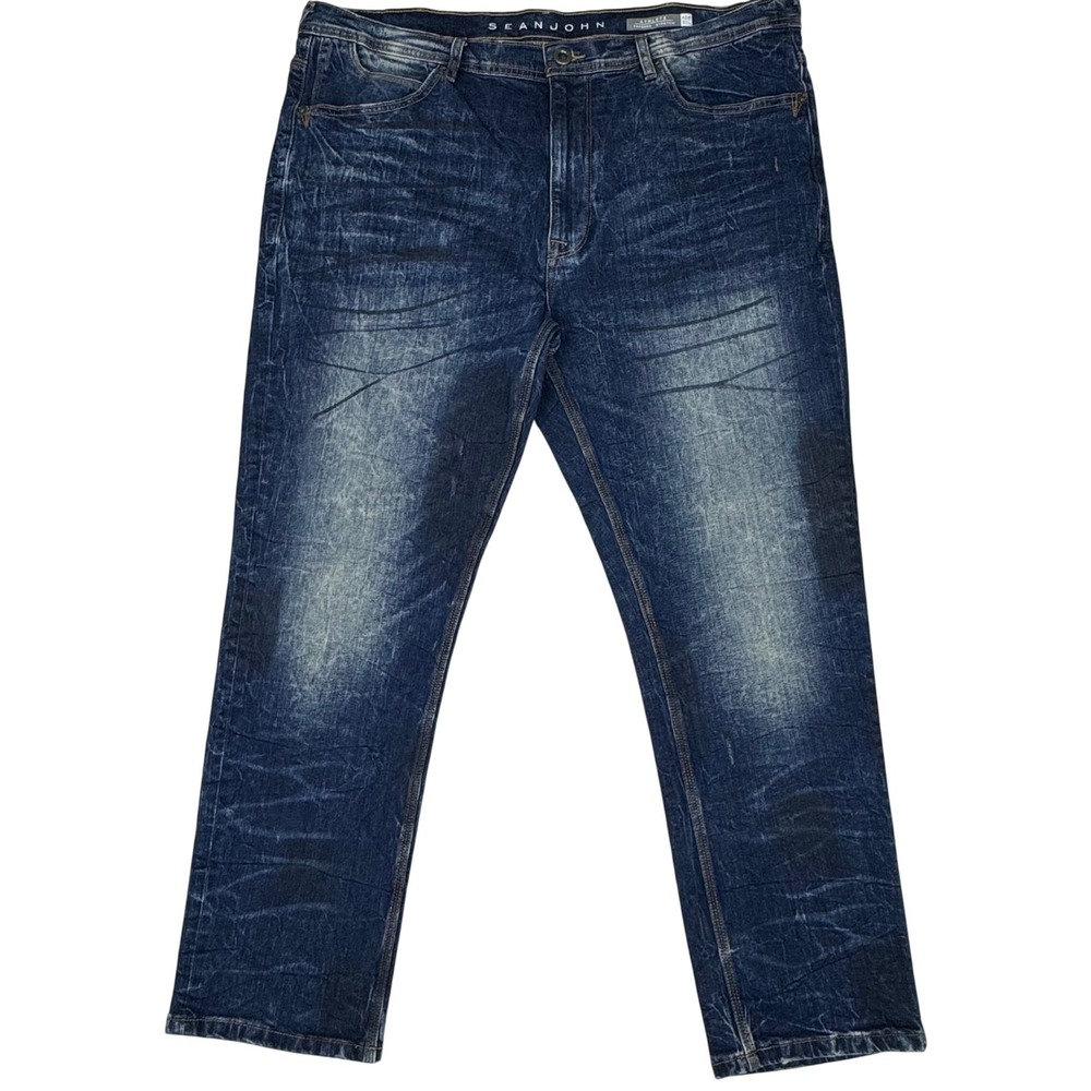 Sean John Athlete Tapered Stretch Jeans Denim Mens 40x30 (40x29) Blue Dark Wash
